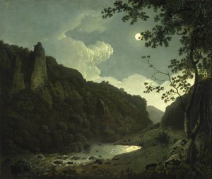 Dovedale a la luz de la luna de Joseph Wright of Derby
